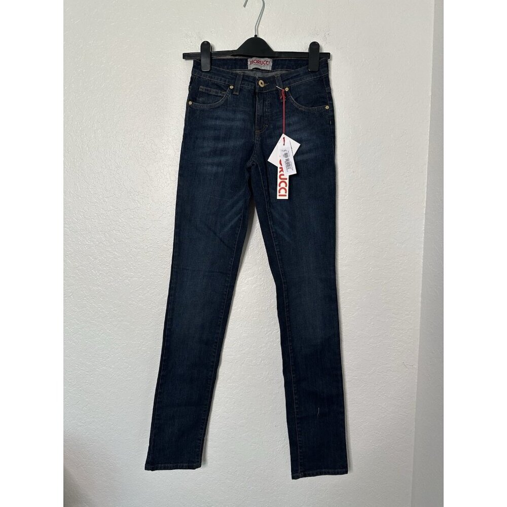 Nwt Fiorucci Women's Skinny Blue Stretch Jeans Pants Size Regular 24/38 Low Rise